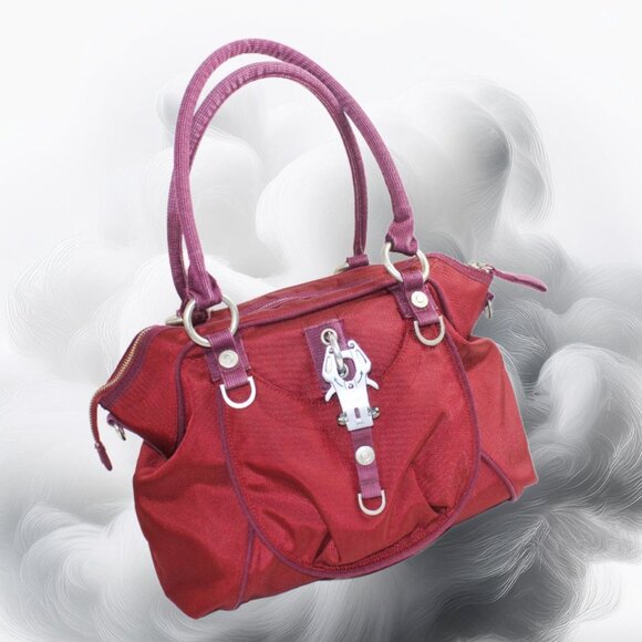 George Gina & Lucy All Sm; Les Maroon Plum Canvas Nylon RFID Satchel - Picture 2 of 11